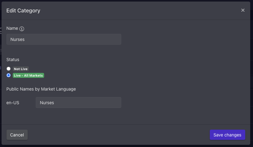 Edit category modal