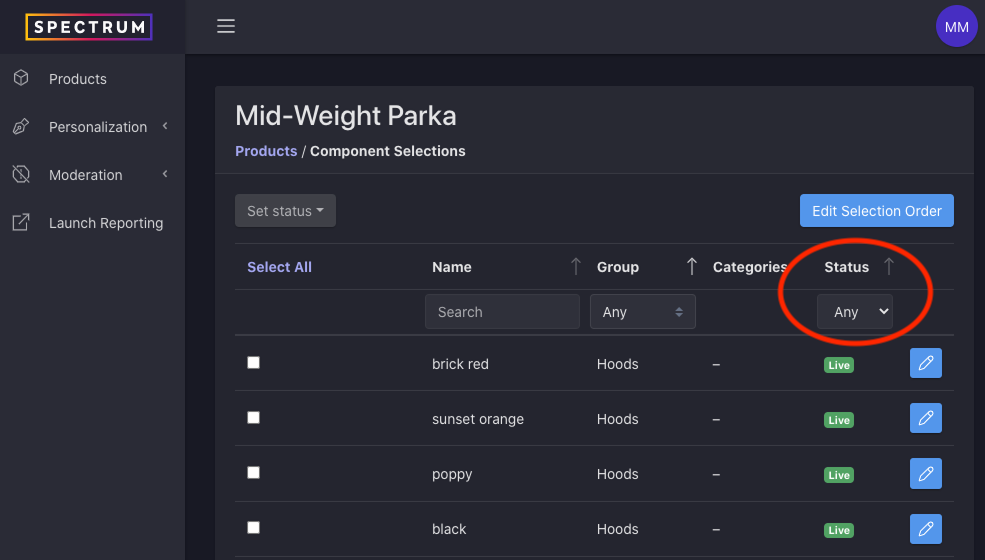 Filter by availability status