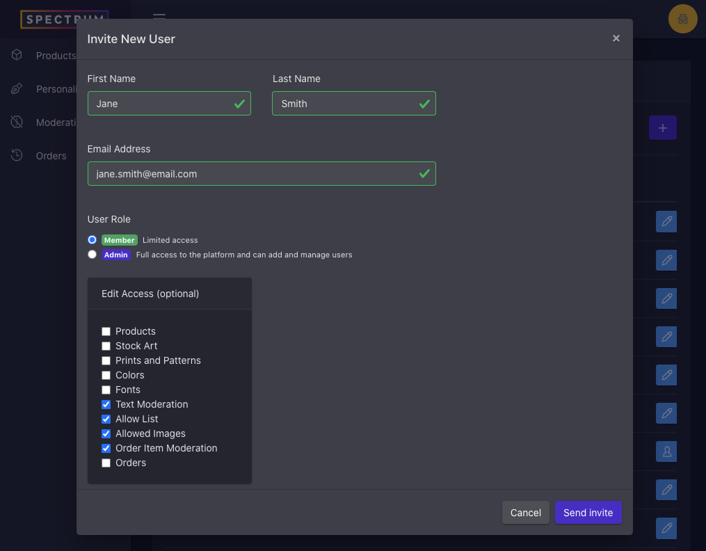 Adding users - role and access configuration
