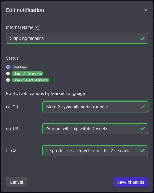 Edit notification