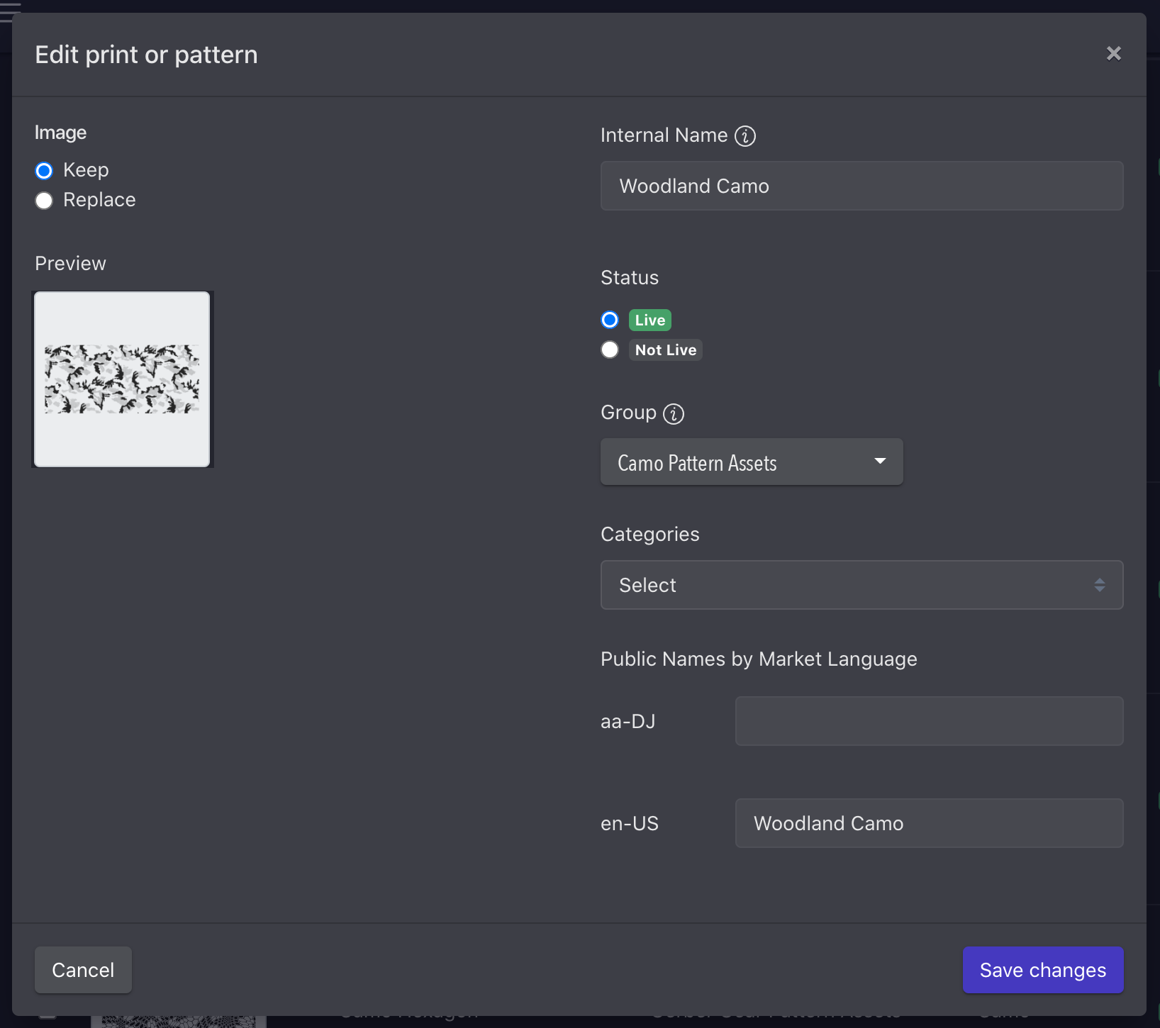 Edit prints and patterns