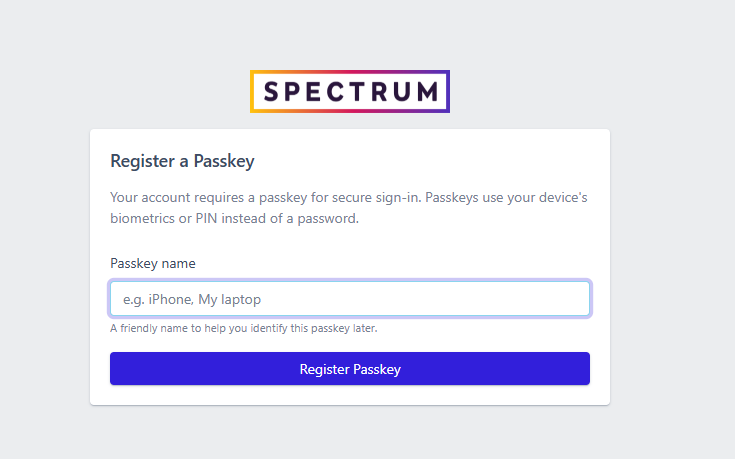 Register a Passkey screen