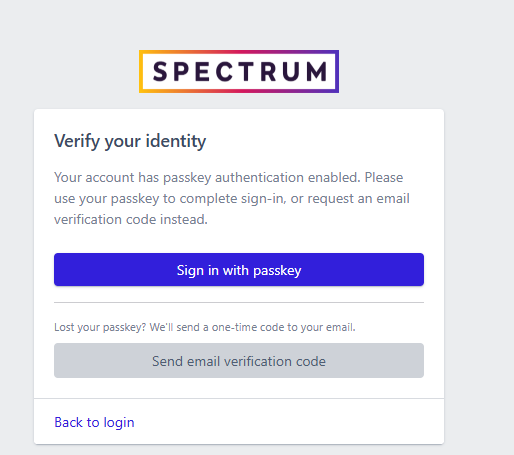 Verify your identity - passkey or email code